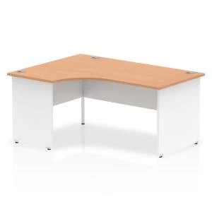 Image of Trexus Desk Crescent Left Hand Panel End 1600x800mm Oak Top White