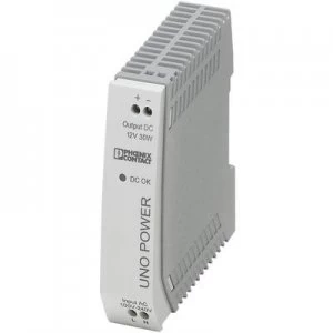 Image of Phoenix Contact UNO-PS/1AC/12DC/30W Rail mounted PSU (DIN) 12 V DC 2.5 A 30 W 1 x