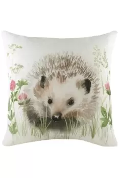 Image of Hedgerow Hedgehog Hand-Painted Watercolour Printed Cushion