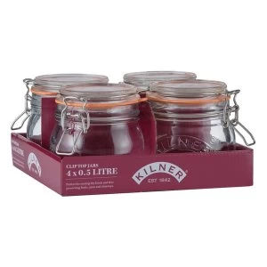 Image of Kilner Clip Top Round Jar 500ml Set of 4