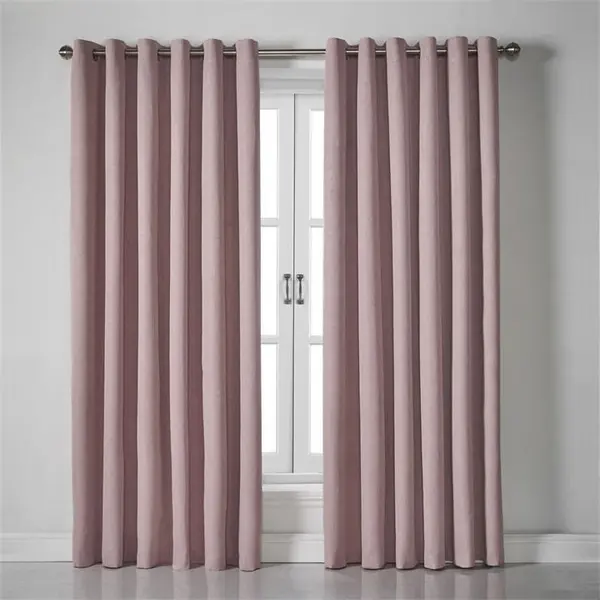 Image of Other Blackout Linen Look Ring Top Eyelet Curtains - Pink 110 x 229c