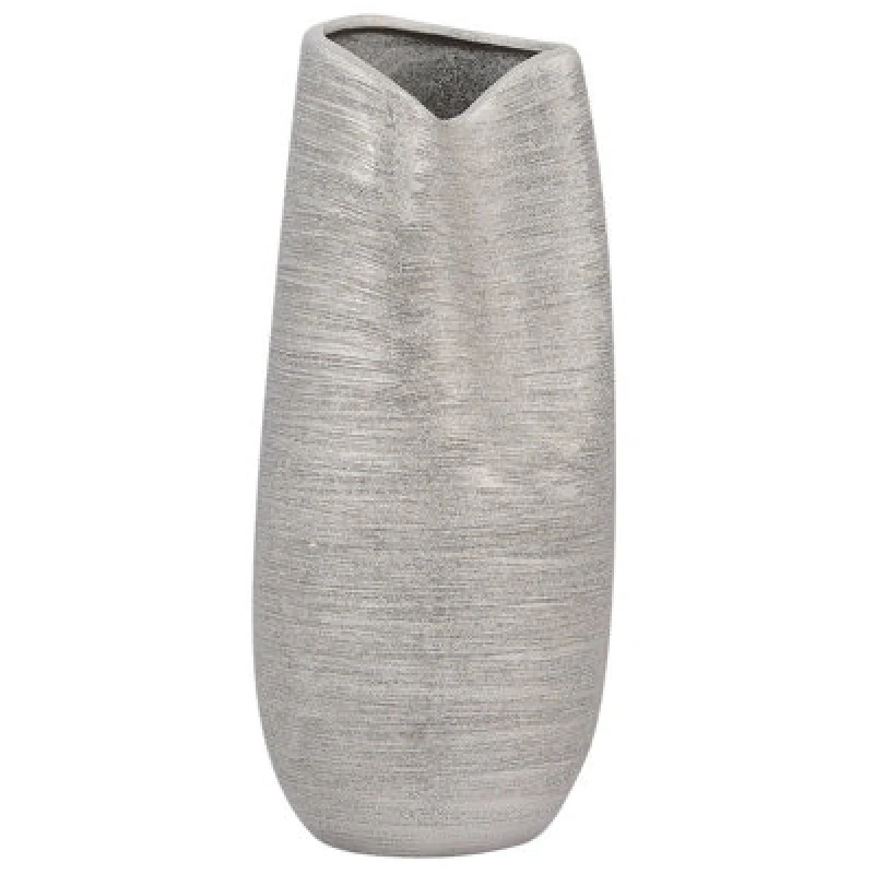 Image of Beliani Decorative Vase Derbe Stoneware 32cm Silver
