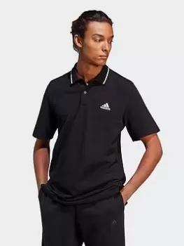Image of adidas Sportswear Sportswear Essentials Piqué Small Logo Polo Shirt, Black, Size S, Men