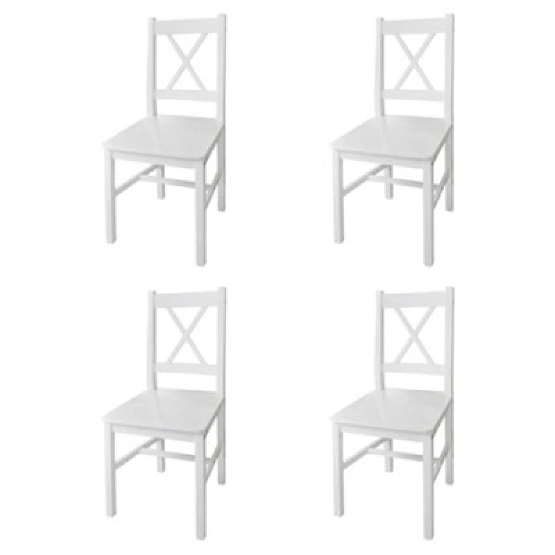 Image of Vidaxl Dining Chairs 4 Pcs White Pinewood Dining Chairs