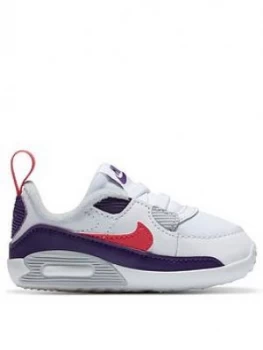 Image of Nike Air Max 90 Crib Shoes - White/Grey/Purple