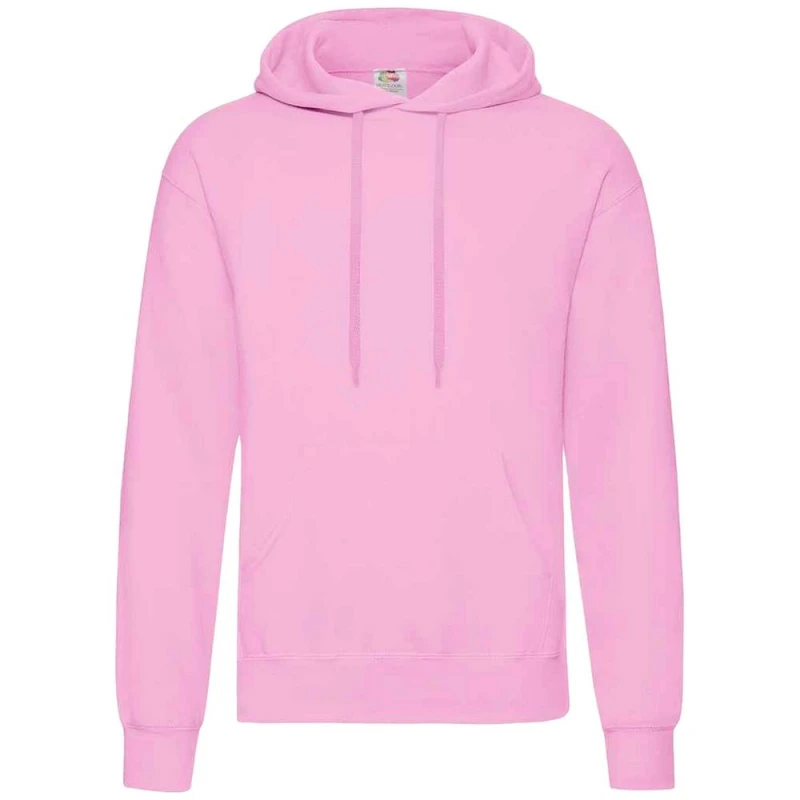 Image of Fruit of the Loom Mens Classic Hooded Sweatshirt in Light Pink Size: Small Light Pink Male S