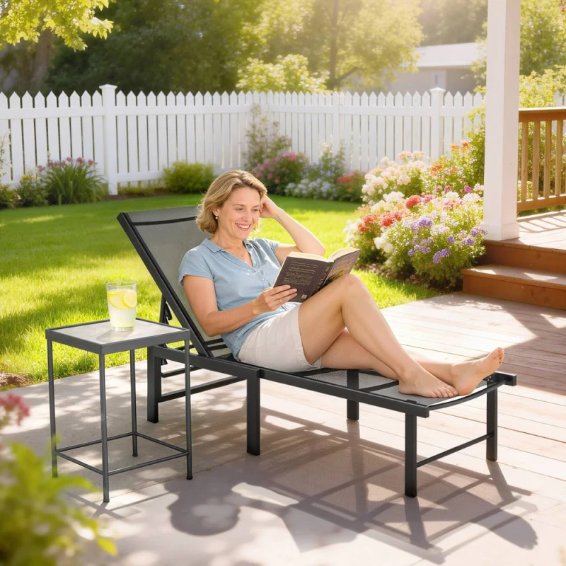 Image of OUTSUNNY Sun Lounger, 5-Level Reclining Sun Lounger Chair, Black Size: 1 Pack Black Unisex 1 Pack