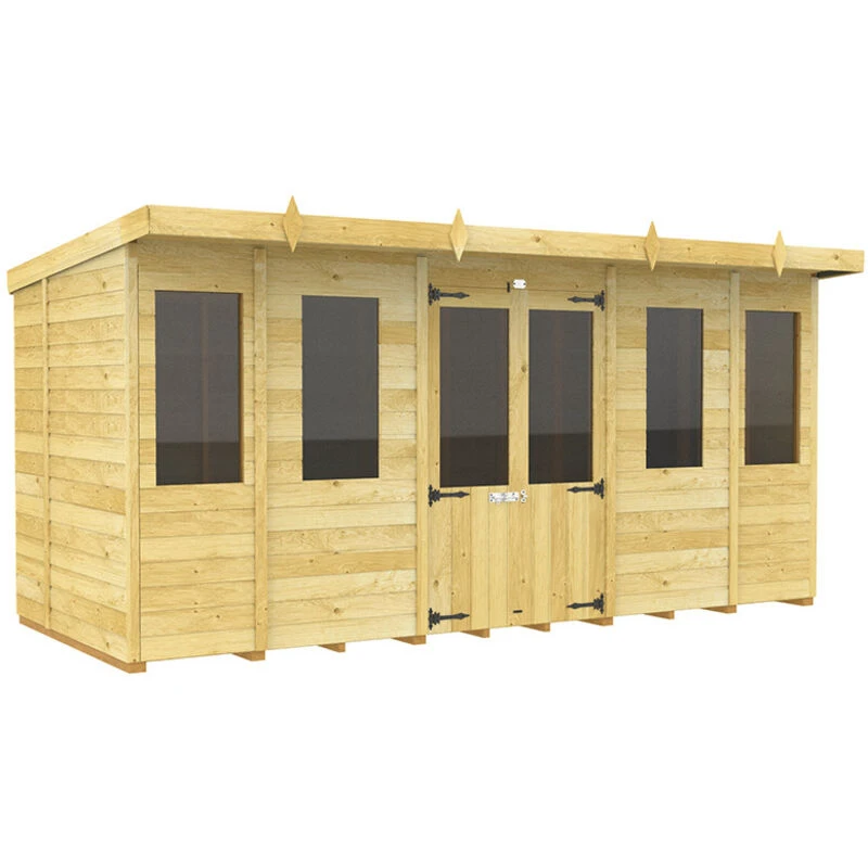 Image of Flat Pack Sheds DIY Sheds 14 x 6 Pent Summer House, Brown 14X6PSHFF