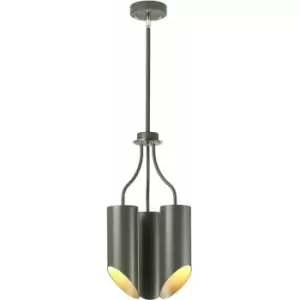 Image of 3 Bulb Chandelier LIght Dark Grey Highly Polished Nickel LED E27 8W