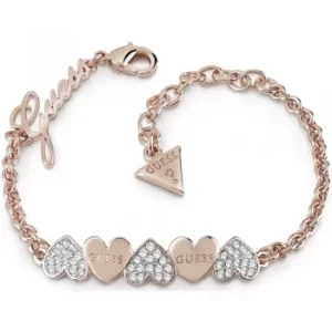 Image of Guess Heart Bouquet Rose Gold Plated Crystal Heart Bracelet UBB85102-L