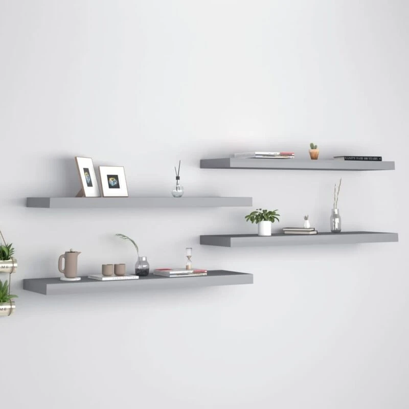 Image of VIDAXL Vidaxl - Floating Wall Shelves 4 pcs Grey 90x23.5x3.8cm mdf 8720286074923