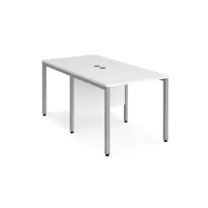 Image of Office Desk 2 Person Rectangular Desk 800mm White Tops With Silver Frames Maestro 25