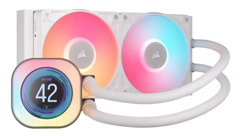 Image of Corsair iCUE LINK TITAN 240 RX LCD RGB White All In One CPU Cooler - 240mm