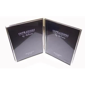 Image of 6" x 8" - Impressions Silverplated Thin Double Photo Frame
