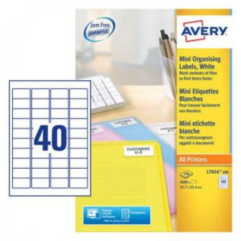 Image of Avery Avery Mini Laser labels 45.7 x 25.4mm L7654-100