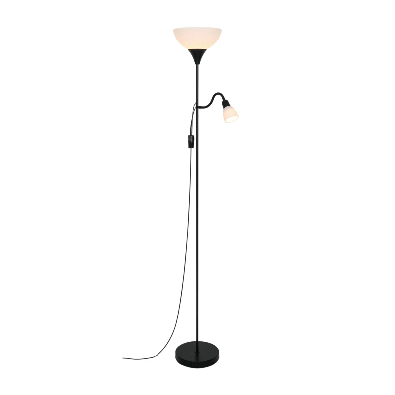 Image of Nordlux Lauria Indoor Floor Lamp Black Metal E27 Gooseneck - Mains Powered, IP20 Black Unisex