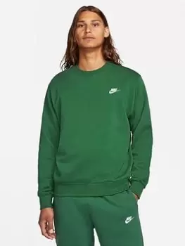 Image of Nike Nsw Club Fleece Crew Sweat, Green/White, Size 2XL, Men