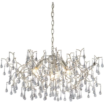 Image of Merano Lighting - Merano Rimini 4 Light Ceiling Pendant Aged Silver Paint & Smokey Grey Tinted Glass