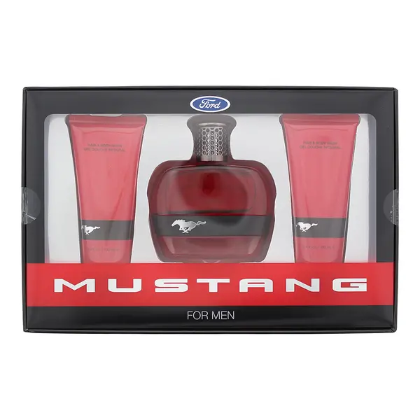 Image of Mustang Red 3 Piece Gift Set: Eau de Toilette 100ml - Aftershave Balm 100ml - Hair Body Wash 100ml