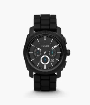 Image of Fossil Men Machine Chronograph Black Silicone Watch