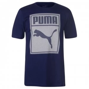 Image of Puma Box QT T Shirt Mens - Navy/White