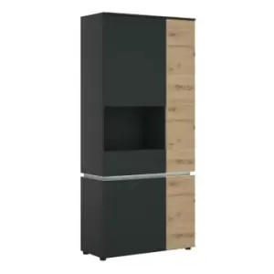 Image of Luci 4 Door Tall Display Cabinet Lh (including LED Lighting) In Platinum And Oak Effect