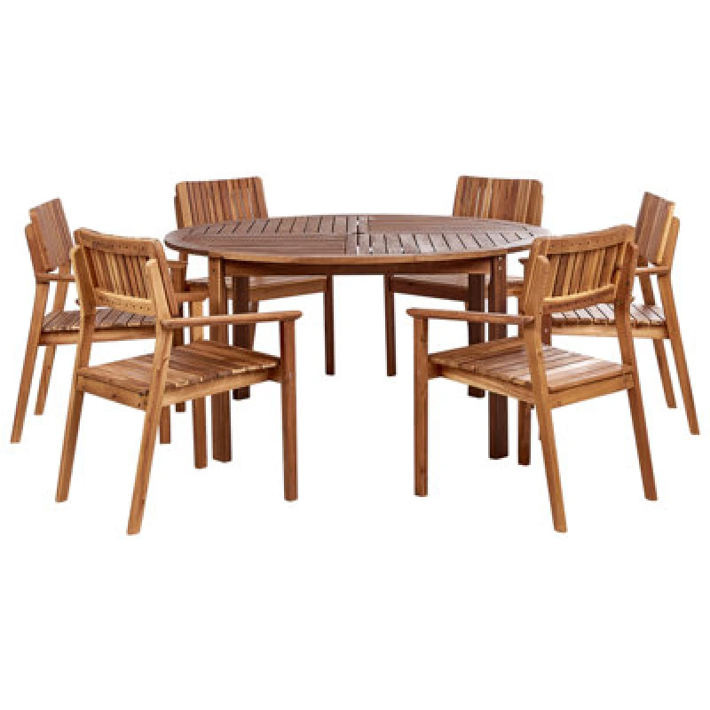 Image of Beliani Garden Dining Set 6 Seater Agello Acacia Wood Brown