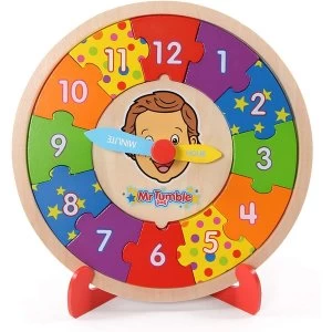 Image of Mr Tumble Wooden Puzzle Clock with Stand
