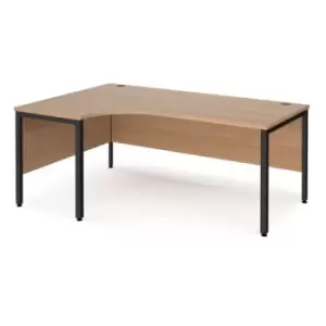 Image of Office Desk Left Hand Corner Desk 1800mm Beech Top With Black Frame 1200mm Depth Maestro 25 MB18ELKB