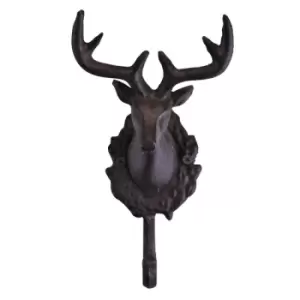 Image of Rustic Cast Iron Wall Hooks Single Stag Bust