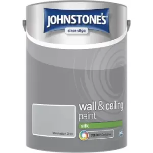 Image of Johnstones - Johnstone's Wall & Ceilings Silk Manhattan Grey Paint 5L - Manhattan Grey