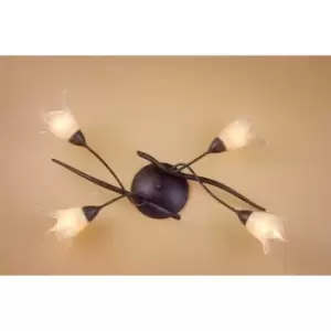 Image of Florida ceiling lamp 4 bulbs E14, brown / Black oxidized