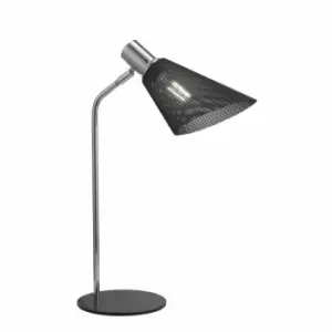 Image of Nielsen Garcia Industrial Contemporarytable Lamp Black And Chrome Metal Frame With Metal Base