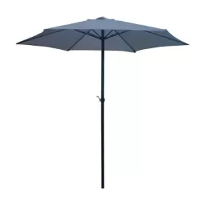 Image of 2.7m Grey Wind Up Parasol Umbrella Sun Shade with Steel Shaft Garden Patio Easy Assembly Easy Crank Open