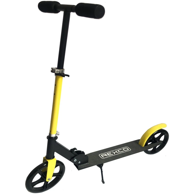 Image of Rexco Folding Kids Teens Push Scooter Adjustable Kick Stunt Big Wheel Yellow Black Toy, Yellow 2016922