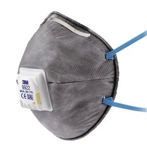 Image of 3M 9922 Cool Flow Valved Dust Respirators FFP2 Classification Grey Pack of 10