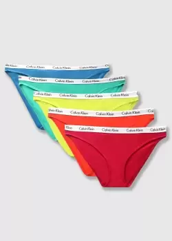 Image of Calvin Klein Womens Pride Logo Tape Bikini Underwear 5 Pack In Pride Combo