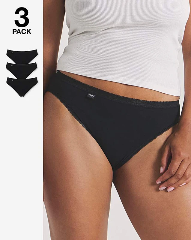Image of Sloggi Sloggi 3Pk Tai Hi Leg Knicker Black - sloggi - Size: 18 Black Female 18 CN74504