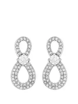 Image of Jon Richard Rhodium Plated Cubic Zirconia Centre Infinity Stud Earrings