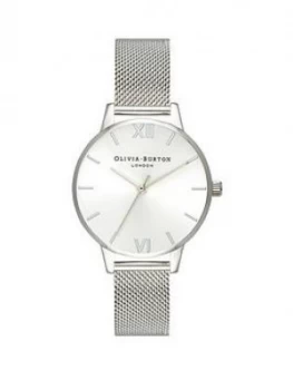 Image of Olivia Burton Silver Sunray Dial Silver Stainless Steel Mesh Strap Ladies Watch