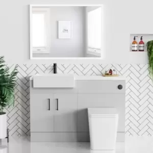 Image of 1200mm Grey Toilet and Sink Unit with Matt Worktop and Black Fittings - Coniston