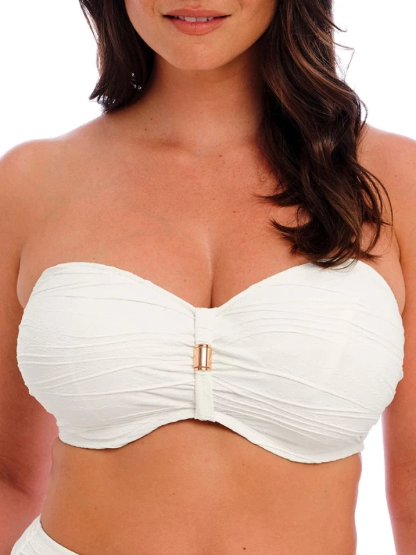 Image of Fantasie Womens Beach Waves Bandeau Bikini Top in White Size: 36F White Female 36F