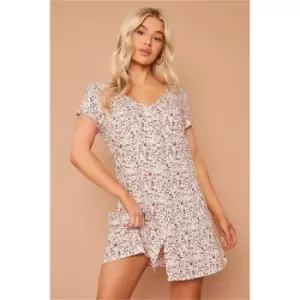 Image of I Saw It First Multi Petite Woven Button Detail Floral Dress - Blue