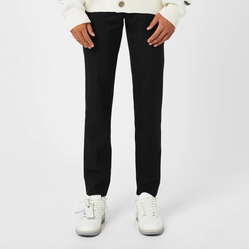 Image of Off White Mens Print Skinny Fit Ankle Length Tailored Trousers Black male S