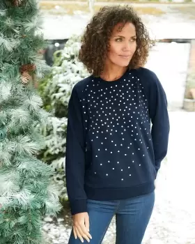 Image of Cotton Traders Womens All-Heart Printed Sweatshirt in Blue