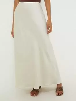 Image of Dorothy Perkins Satin Bias Midaxi Skirt - Champagne, Gold, Size 14, Women