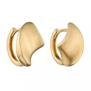 Image of Concave Organic Huggie Hoop Yellow Gold Hoop Earrings GE2391