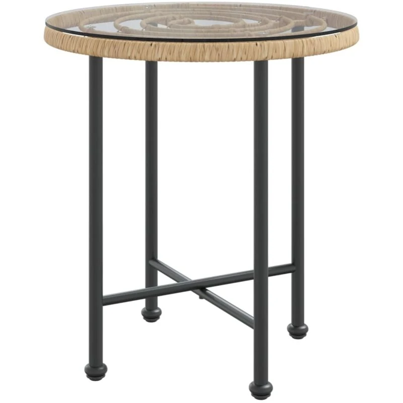 Image of vidaXL Dining Table 50cm?Tempered Glass and Steel, Brown 319432