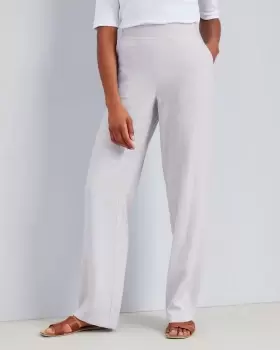 Image of Cotton Traders Womens Linen-Blend Trousers in Grey