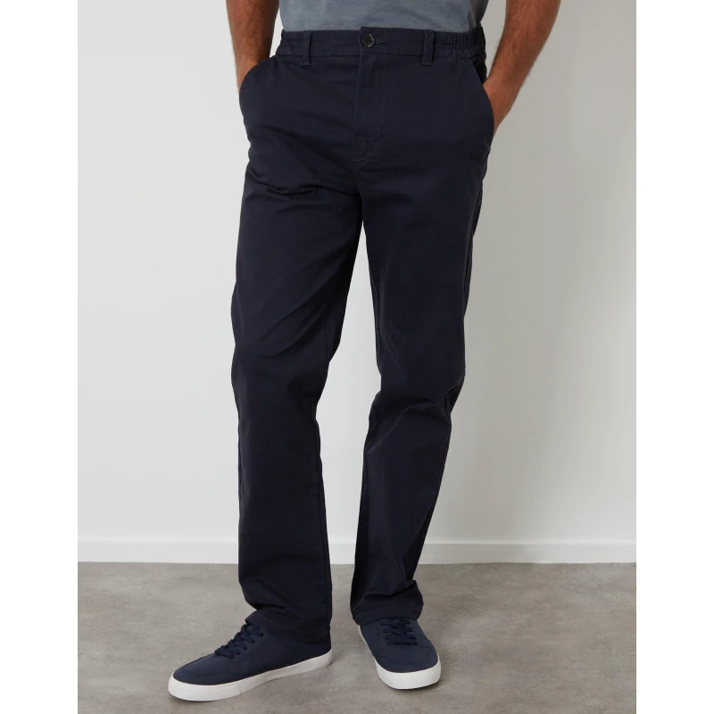 Image of Threadbare Threadbare Men Straight Leg Stretch Waist Chino Trousers in Navy Size: 38R Navy 38R Male 7625915218963